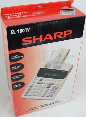 Sharp EL-1801V Portable 12-Digit 2-Color Serial Printing Calculator - Image 1 of 4