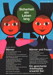 Deutsche Post - Sicherheit ein Leben lang ORIGINAL A2 Werbeplakat 1964 BERUFE - Bild 1 von 1