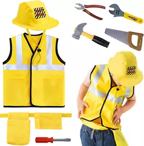 Kinder Bau Kostüme Kleinkind Kleid Rollenspiel Spielzeug Werkzeug Gürtel Weste Hut - Bild 1 von 12