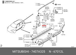 Genuine OE Garnish Front Door Sash 7407A325 for Mitsubishi 7407-A325 - Picture 1 of 1