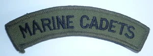 MARINE CADETS SHOULDER TITLE. BLACK ON OLIVE. - Picture 1 of 1