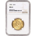 US Gold $10 Liberty Head Eagle - NGC MS61 - Random Date