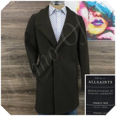 ALLSAINTS Mens Mire Coat Size 36 Thick Wool Casual Long Jacket Sport Trench - Image 1 of 4