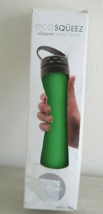 ecoSqüeez Green/Black Silicone Water Bottle, PBA Free, 600 mL/20 oz - Picture 1 of 5