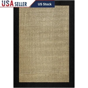 Faux Sisal Area Rug Non-Slip Backing Stain Resistant Indoor Living Room Cottage - Picture 1 of 7