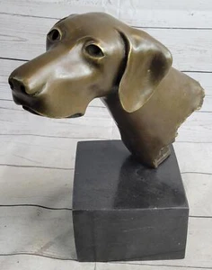 Weimaraner Vizsla Perro Bronce Busto Escultura Estatua Decoración del Hogar Estatuilla sobre Mármol - Imagen 1 de 10