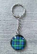 Gordon tartan Scottish Tartan Handmade Keyring. Glass Top 25mm