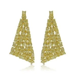 65%CLEARANCE!NWT $96,493 RARE 18KT GOLD RARE FANCY YELLOW DIAMOND DRAPE EARRINGS - Picture 1 of 4
