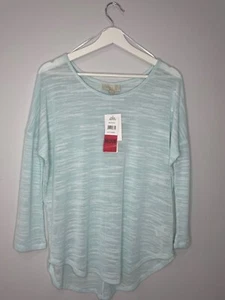 Nuevo Olivo y Roble NUEVO Mezcla Aqua/Blanco Manga 3/4 Dolmen Pullover Túnica Talla Mediana - Imagen 1 de 5