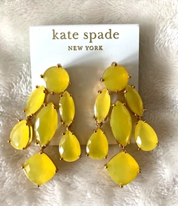 Kate Spake NY Yellow Crystal Petals Chandelier Drop Earrings - Picture 1 of 5