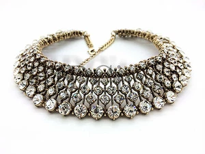 Vintage Perlen Kristall Grob Statement Halskette USA VERKÄUFER - Bild 1 von 5