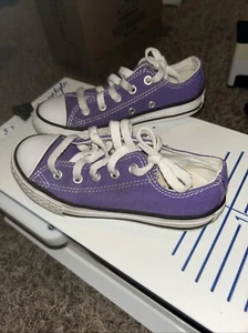 Converse All Star Low Top Shoes Lace Up Purple Sneakers Kids Youth Size 12 - Picture 1 of 7