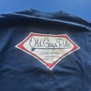 Vintage Old Guys Rule Shirt Mens Brown Short Sleeve Big Logo Graphic Size XL Y2K - Picture 1 of 6