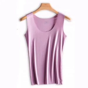 Women's Sleeveless Summer Modal Inner Wear Ice Silk Traceless Vest Camisole - Picture 1 of 19
