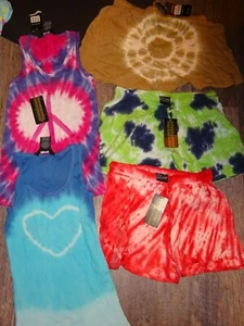 juniors's tie dye lot 5 items ~ tanks tops shorts 100% cotton ~ MEDIUM - Picture 1 of 12
