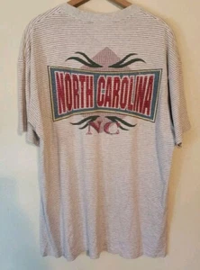 80s 90s vintage striped north carolina single stitch XL PUFF PAINT 2 Sided - Picture 1 of 13