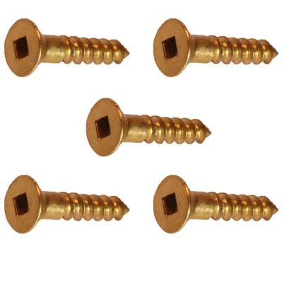 FASTENERE #4 x 1/2" Brass Wood Screws Square Drive, Flat Head Countersunk Qty 100