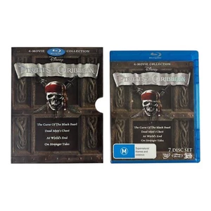 Pirates of The Caribbean 4 Movie Collection Blu-Ray 7 Discs Reg B Free Postage - Picture 1 of 8