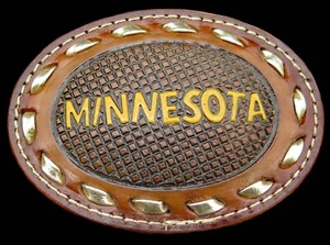 Minnesota Leather Handcrafted Vintage Belt Buckle - Picture 1 of 4