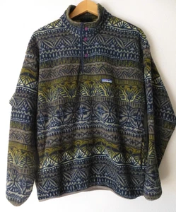 Pullover vintage Patagonia Synchilla uomo grande Tradewinds Snap Fleece Azteco USA anni 90 - Foto 1 di 15