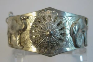 Vintage Hamsa Kamel aufwendiges Design Armreif Armband - 925 Sterling Silber, 7" - Bild 1 von 7