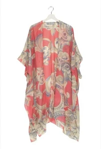 One Hundred Stars Fabulous Pink Floral Mid Length Kimono throw over Excellent - Picture 1 of 6