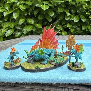 Spawn of Chotec & 2 skink skinks Warhammer Seraphon Well Painted - Picture 1 of 9