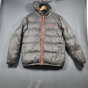 The North Face Coat Boys XL Black Grey Reversible T150 T550 Goose Down Hooded - Picture 1 of 12