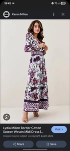 Karen Millen Lydia Border Cotton Sateen Woven Maxi Dress, size 10 RRP £239 - Picture 1 of 7