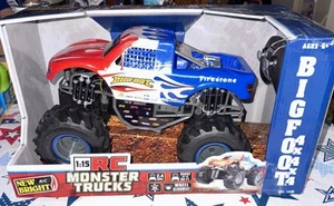 Hot Wheels New Bright 80ft RC Bigfoot 4x4 Monster Truck; red,white,blue - Picture 1 of 4