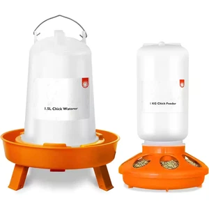 1L Chick Feeder 1.5L Waterer Kit with Adjustable Heights Anti-Tip Design for Chi - Picture 1 of 7