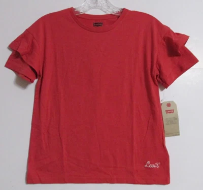 Camiseta roja manga corta doble con volantes Levi's para niñas jóvenes talla MED [10y-12y] Foto 1 de 4
