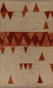 Ivory Modern Moroccan Berber Area Rug 7'x10' Geometric Oriental Handmade Carpet