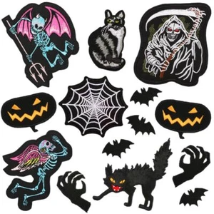 Ghost Iron on Skull Clothes Stickers Patches Embroidery Badge Appliques - Picture 1 of 23
