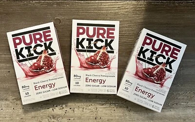 Pure Kick Black Cherry Pomegranate Drink Energy Drink Mix - 3 Boxes of 6 - Image 1 of 4