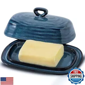 Hasense Butter Dish with Lid, Porcelain Butter Container with Handle for Coun - Picture 1 of 5