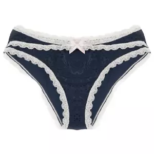 Splendies Mya Bikini Panties Size 4x Navy Blue Rayon & Lace New Pair - Picture 1 of 9