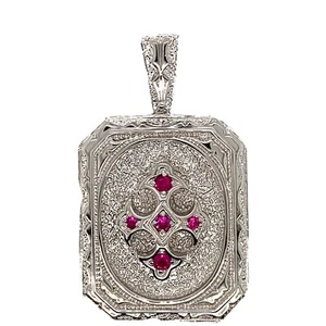 925 Sterling Silver Mens Ruby Cross Floury High Polish Pendant Charm 29 Grams - Picture 1 of 3