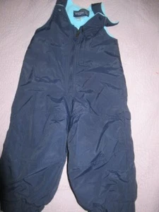 euc Lands' End navy fleece lined bib snow pants baby boys 18 m free ship USA - Picture 1 of 2