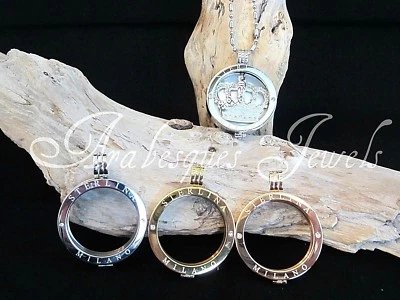 GENUINE STERLINA MI MILANO CLASSIC DESIGN LOCKET/KEEPER FOR COIN/MONEDA NECKLACE - Image 1 of 4