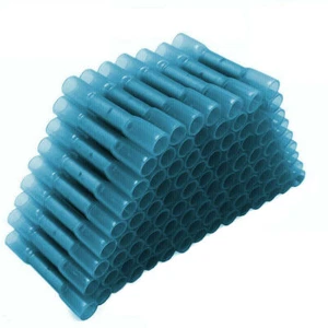 50-1000PCS Blue Heat Shrink Butt Wire Connectors Crimp Terminals AWG 14-16 Gauge - Picture 1 of 13