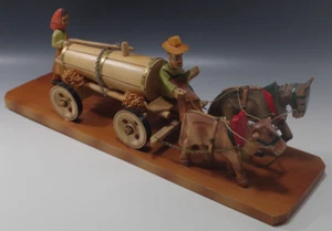 GERMANIA LEGNO INTAGLIATO A MANO BIRRA FESTA CARRO BIRRA ASINO E MULO CARRELLO TRAINO VINTAGE - Foto 1 di 9