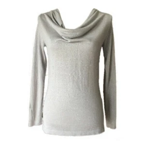 Premise Light Grey Drape Neck Stretch Top w/Subtle Sparkle S - Picture 1 of 5