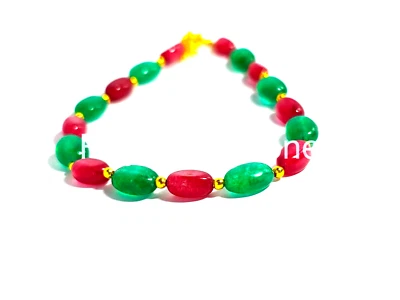 Minimalist Women Bracelet . Ruby Beaded Natural Stone Dainty Bracelet - Image 1 of 4