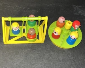Vintage Fisher Price Little People Spielplatz Schaukel Set Merry Go Round und 7 Figuren - Bild 1 von 17