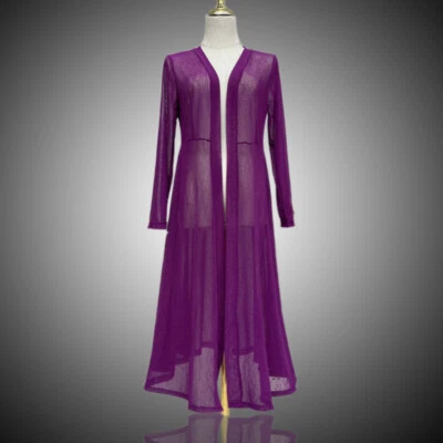 Lady Mesh Long Cardigan Jacket Coat See Through Open Front Sun Protection Summer - Image 1 of 4