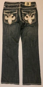 NWOT Laguna Beach Jeans Women Jeans Sz 33 USA Made Y2K Vintage Baggy Skull 42537 - Picture 1 of 20
