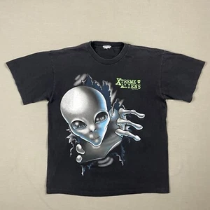 VTG Xtreme Aliens Signal Apparel Graphic T-Shirt Double Sided Single Stitch 90’s - Picture 1 of 13