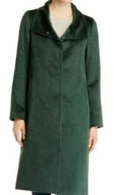 Eileen Fisher Baby альпака высоты трансформируемый воротник пальто глубокий болиголов зеленый размер M - Изображение 1 из 3