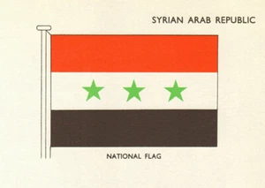 SYRIEN FAHNEN. Syrien Arabische Republik. Nationalflagge 1965 alter Vintage Druck - Bild 1 von 1
